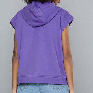 OEM Custom Made Women's Oversized Pullover Sleeveless Hoodie High Quality Breathable Solid Color Causal Style Hoodie For Sale - Product Image 4