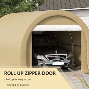 Tenda da parcheggio/porto auto portatile resistente 16FT X 10FT con porta a cerniera grande, copertura in PE anti-UV per auto e camion, in HDPE per deposito/temporanea conservazione - Product Image 6