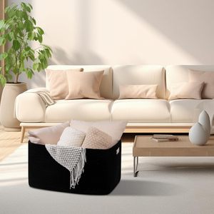 75L Eco-Friendly Modern Woven Cotton Rope <b>Storage</b> Basket 22x17x12 for <b>Drink</b>/Food Use in Living Room Bedroom Nursery - Product Image 3