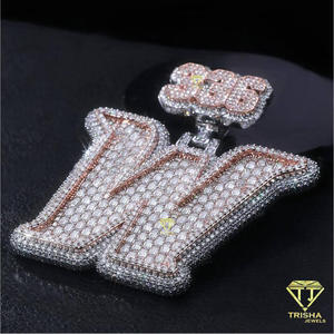 จี้ตัวอักษร M แบบ Iced Out พร้อมเพชรโมอิสซาไนต์ VVS รับรองโดย GIA เงินแท้ 925 ชุบทองคำสีกุหลาบ สร้อยคอฮิปฮอปขนาด 3 นิ้ว - Product Image 3