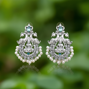 Platinum Stud Earrings with Freshwater Pearls for Wedding Party Gift - Product Image 3