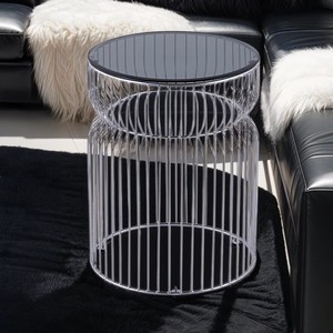 LINEA TEMPERED GLASS SIDE TABLE ROUND GLASS SIDE TABLE MODERN GLASS END TABLE MODERN SIDE TABLE FOR LIVING ROOM AND LOBBY - Product Image 2