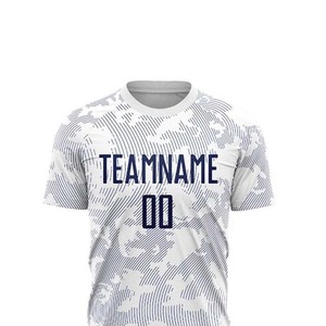 Conjunto de Camiseta y Pantalones Cortos de Fútbol Personalizados, Blancos, con Estampado Sublimado, Cuello Redondo, Manga Corta, Unisex, Transpirables, 100% Poliéster - Product Image 4