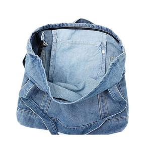 Bolsos Tote de Mezclilla Negra de Algodón, Bolsos Shopper de Mezclilla Negra Lavada al por Mayor - Product Image 2