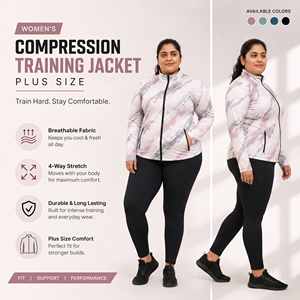 Customized Printed Plus Size Training Jacket Ladies Yoga Wear <b>Compression</b> Full Zipper Jackets Spandex Polyester Sportswear Top - Product Image 3