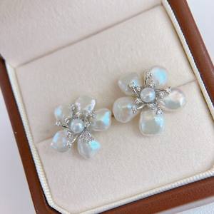 Petites perles d'eau douce naturelles de forme baroque, irrégulières, en forme de fleur, cassées, boucles d'oreilles, vente en gros, vente au détail, véritable accessoire en perles - Product Image 2