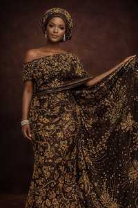 Écharpe africaine George brodée à la main et perlée - Product Image 6