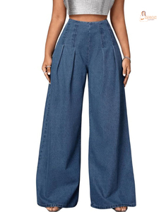 Jeans de mezclilla de mujer al por mayor de alta calidad, de cintura media, pierna recta, ajuste holgado, estilo japonés, desgastados, con cremallera trasera y color liso. - Product Image 1