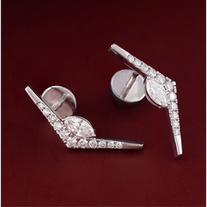 Pendientes de Diamante Cultivado en Laboratorio de 0.94 CT, Corte Marquesa, Oro Blanco de 14K, Claridad VVS1, Corte Princesa, Joyería de Oro Amarillo - Product Image 4