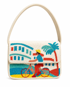 Pochette de luxe faite à la main en verre perlé, art abstrait moderne, bouton durable, pochette à rabat colorée de créateur, sac à main tendance, OEM ODM - Product Image 1