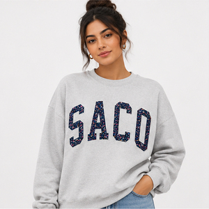 Sudadera Rosa Oversize con Cuello Redondo y Estampado de Letras 'Saco', de Forro Polar, Manga Regular, Unisex, para Otoño, Estilo Casual - Product Image 3