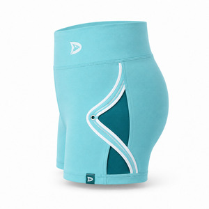 Shorts Deportivos Casuales de Cintura Baja para Mujer, Transpirables, con Cordón Ajustable, Color Verde Azulado Sólido, de Secado Rápido, Tejido de Punto, Spandex, Algodón, Cintura Elástica - Product Image 3