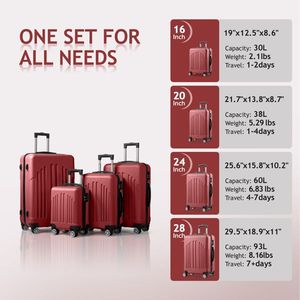 Valise à roulettes FCH rétro rouge à rayures verticales incurvées 4-en-1, sacs et étuis à usage spécial - Product Image 3