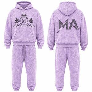 Chándal Unisex de Algodón Lavanda con Capucha y Logotipo MA Estampado en la Espalda, Ropa Casual Estilo Otoño - Product Image 1