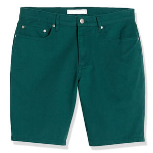 Shorts en twill vert foncé pour hommes, décontractés, en coton, coupe slim, chino, mode estivale, demi-pantalon, couleur unie, bas de tenue pour l'extérieur - Product Image 3