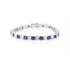 Hip Hop Jewelry 4mm Gold Plated Rhodium Green Blue rainbow Color Iced Out Zircon Diamond 925 <b>Silver</b> Tennis <b>Chain</b> <b>Bracelets</b> - Product Image 4