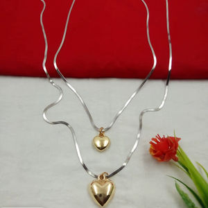 Ensemble collier et boucles d'oreilles plaqué or bicolore spécial Saint-Valentin |   Bijoux pour femmes, cadeau pour une fête de mariage ou de fiançailles - Product Image 1