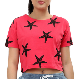T-shirts graphiques courts écologiques pour femmes grandes tailles, coupe classique, en polyester et coton, avec services OEM ODM – Vente en gros - Product Image 1
