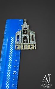 Pendentif d'église plaqué or, breloque croix en moissanite, bijoux religieux entièrement sertis, chaînes hip-hop unisexe pour soirée - Product Image 3