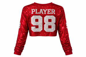 Camiseta Deportiva de Fútbol Americano con Lentejuelas, Estilo Y2K, Personalizada para Mujer, Manga Larga, Cuello en V, Brillante y Festiva - Product Image 5