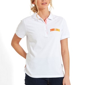 เสื้อโปโลผู้หญิงแขนสั้นสไตล์ลำลอง ระบายอากาศได้ดี ซับเหงื่อ ใส่สบาย เหมาะสำหรับเล่นกอล์ฟ ดีไซน์โดดเด่น สีขาว - Product Image 1