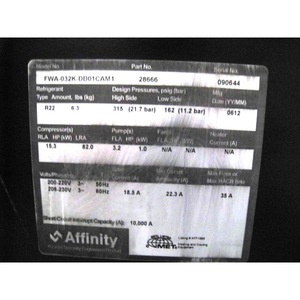 เครื่องทำความเย็น Affinity FWA-032K-DD01CAM1 รุ่น 28666, R22 - อุปกรณ์และอะไหล่เซมิคอนดักเตอร์ระดับโลกที่เชื่อถือได้ - Product Image 1