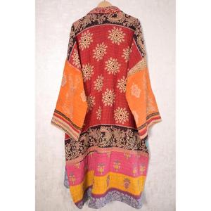 Handmade Cotton Kantha Outerwear Indian Vintage Printed Breathable Patchwork Jacket <b>for</b> <b>Women</b> Bohemian Long <b>Coat</b> Autumn/Winter - Product Image 5