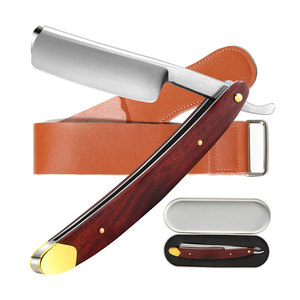 Premium Quality Stainless Steel Wood Handle Reusable Durable <b>Straight</b> Shaving <b>Razors</b> Low MOQ Wholesale - Product Image 1