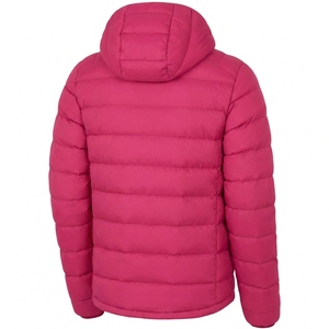 Manteau d'hiver à capuche pour homme, couleur unie, fermeture éclair, style décontracté, rose, vêtement d'extérieur ample et léger en polyester, poids du duvet 150g-200g - Product Image 2
