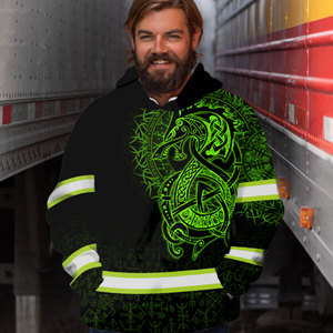 Skull Hi Vis Hoodie <b>Reflective</b> Safety Workwear Green Color Construction Safety <b>Reflective</b> Hoodie <b>Tops</b> Fleece Hoodies - Product Image 4
