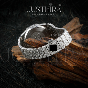 Reloj de Lujo de 41 mm con Esfera de Acero Inoxidable, Altamente Personalizado, Completamente Cubierto de Diamantes Moissanite, Nuevo, de Cuarzo, para Negocios y Moda - Product Image 5