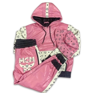 -Style Winter Patchwork Pink Leather Jacket & Trouser Set | Luxury Streetwear 2-Piece Reversible Windproof Breathable - Product Image 2