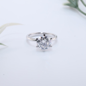 White Gold Round Lab Diamond Engagement <b>Ring</b> Six Prong <b>Crown</b> Setting Minimalist Solitaire <b>Ring</b> Custom Fine Jewelry - Product Image 1