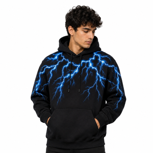 Sudaderas con Capucha Negras Personalizadas, Impresión Personalizada, Calidad Premium, Corte Holgado, Estilo Urbano Informal, 100% Algodón Tejido, Venta al Por Mayor B2B - Product Image 1