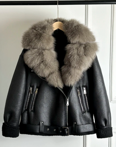 Veste en cuir PU pour homme avec col en fourrure, fermeture éclair, style hiver court, coupe classique - Product Image 6