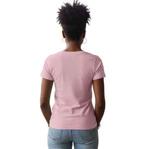 Camiseta con gráfico VOTE y cuello en V para mujer, camiseta rosa y azul con mensaje político, top informal de mezcla de algodón con estampado personalizado - Product Image 3