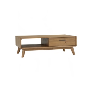 Executive 120cm Light Tennessee Walnut Coffee <b>Table</b> with Solid Wood Legs and Dual Storage Drawers for <b>Mid</b>-<b>Century</b> Modern Luxury - Product Image 1