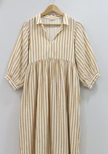 Vestido Midi Bohemio, Elegante, Ecológico, Transpirable, para Mujer, Primavera, Verano, Otoño, Cintura Natural, Manga 3/4, Estampado Floral, 100% Natural - Product Image 5