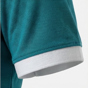Polo à manches courtes pour homme, couleur turquoise, avec col zippé, design uni tricoté, coupe classique - Product Image 6