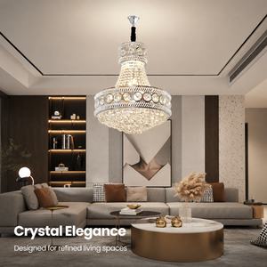 Luxury Crystal Chandelier With Iron Frame Adjustable Height E27 Warm <b>Light</b> For Living Room <b>Dining</b> Room Hotel Foyer - Product Image 2