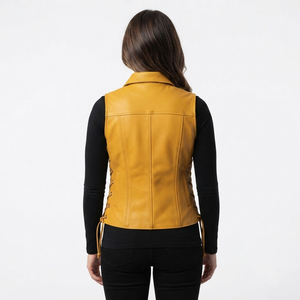 Women <b>Leather</b> <b>Vest</b> Made With Smooth <b>Leather</b> Fabric Sleeveless Structure Comfortable Silhouette Functional Side Pockets Secure - Product Image 2