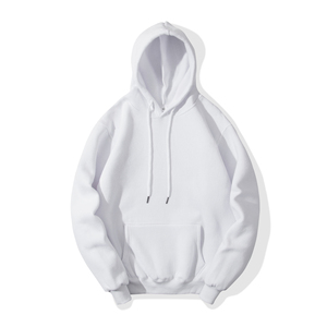Sudadera con Capucha Blanca para Hombre, Estilo Casual, Oversize, de Forro Polar, para Otoño, Color Sólido, con Bolsillos, Corte Regular - Product Image 1
