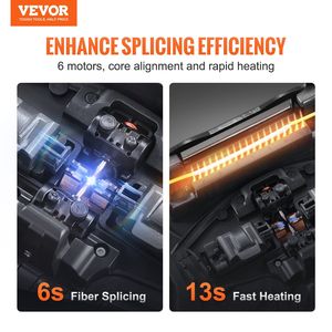 Giuntatrice a fusione per fibra ottica con allineamento del nucleo, 5 pollici, 6 motori, giunzione in 6s, riscaldamento in 13s, attrezzatura per fibra ottica - Product Image 2