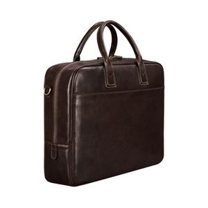 Sac à ordinateur portable en cuir sophistiqué pour homme, marron foncé, sac de transport exécutif, porte-documents professionnel moderne, fournisseur en gros - Product Image 2