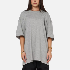Camiseta de algodón 100% de la mejor calidad para mujer, talla grande, con logo personalizado, color liso, transpirable, holgada, informal. - Product Image 2