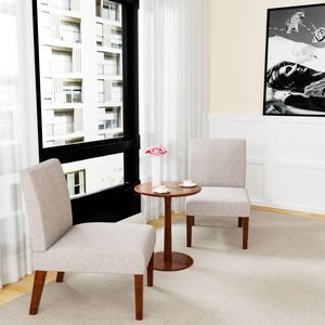 Tessuto accento sedia Set 2 pezzi di legno tavolo decorativo pantofola sedia da cucina per la camera da letto casa ufficio soggiorno angolo sedia laterale - Product Image 5