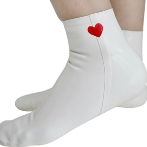 Medias Altas Blancas Hasta el Muslo con Corazón Rojo, Pantimedias Opacas de Punto para Mujer, para Uso Diario en Todas las Estaciones - Product Image 3