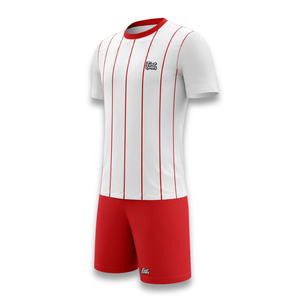 Camiseta de Fútbol Personalizada para Hombre, Blanca con Rayas Rojas, Manga Corta, Absorbe la Humedad, Corte Regular para Adultos, Todas las Temporadas - Product Image 4