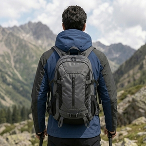Men's Waterproof Hooded Hiking <b>Jacket</b> Blue With Custom Logo Front Zipper Sporty Autumn Wear Hiking <b>Jacket</b> for men - Product Image 4