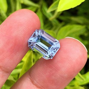 Pierre précieuse naturelle Aquamarine bleue Santa Maria, taille octogonale, certifiée par un tiers, taille ajustable, qualité supérieure pour bague - Product Image 2